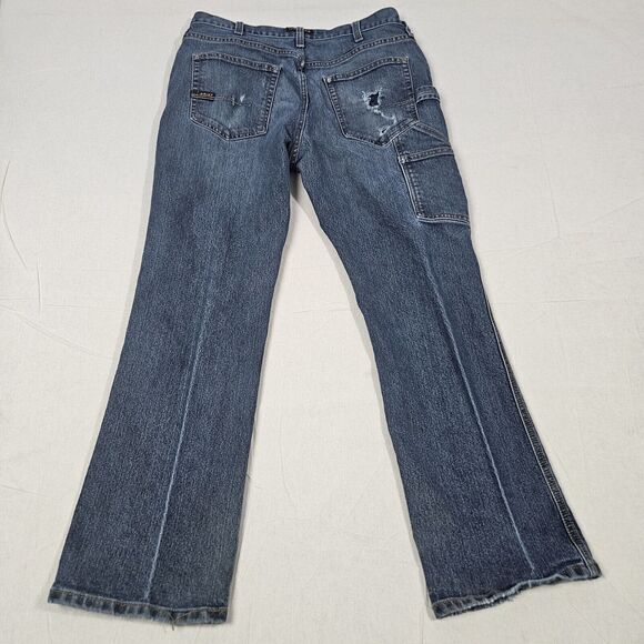 Ariat Jeans 34x32 Blue Denim Boot Cut Relaxed Fit M4 Rebar Loop Lock Work Wear - Picture 6 of 13